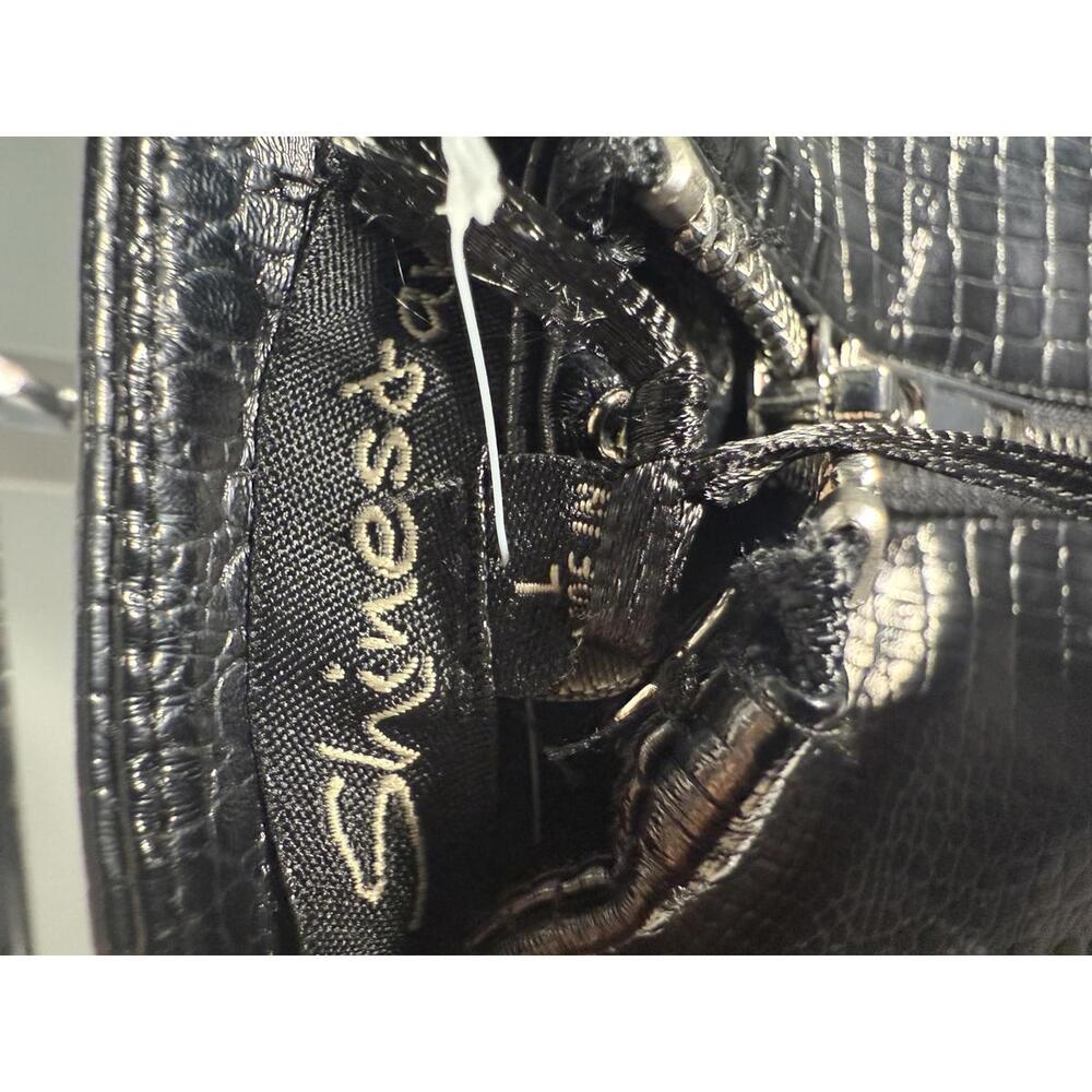 NWT Shinestar Black Crocodile-Texture Mini Skirt with Front Zipper Size L - Picture 5 of 6